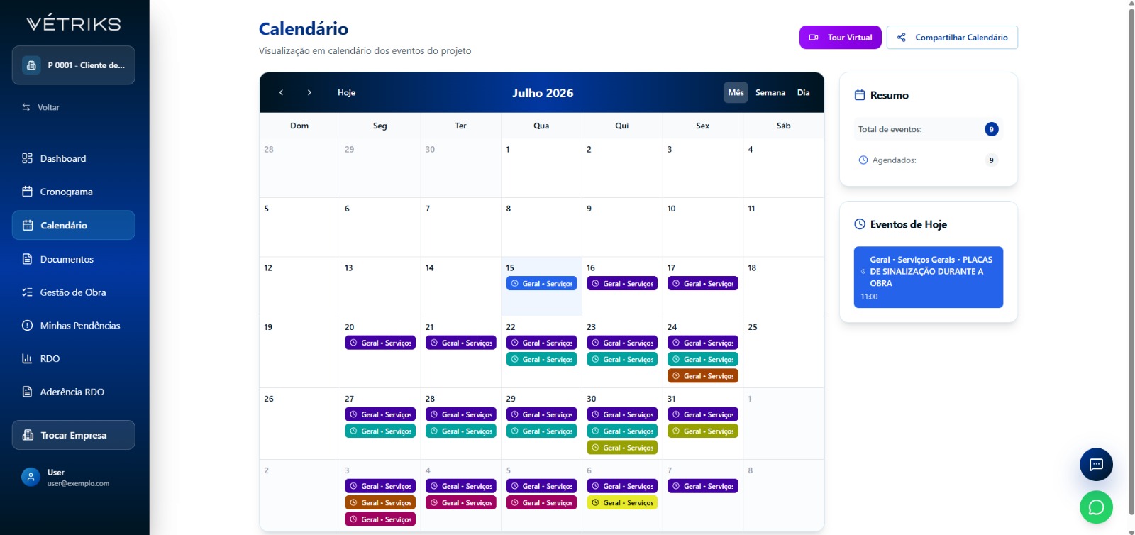 Tela Calendário