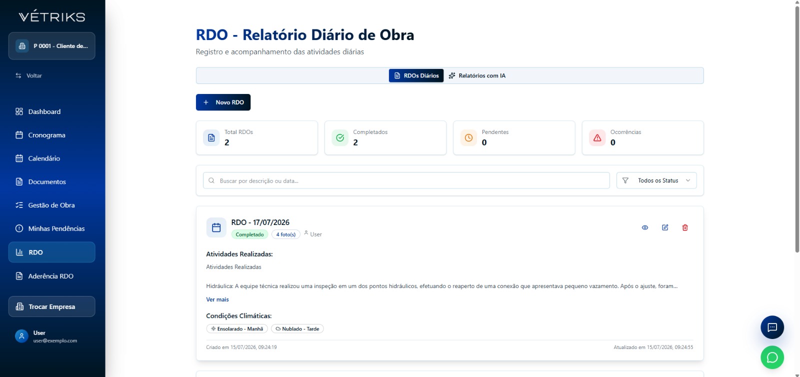 Tela RDO